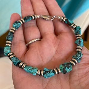 Men’s Chunky Turquoise & Pewter Bracelet